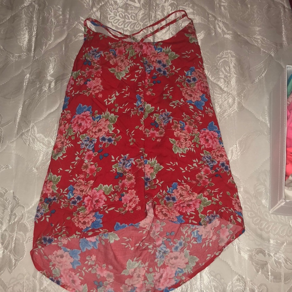 Red Floral Racerback Tank Top